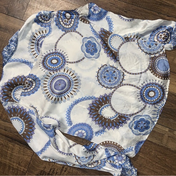 Gerard darel paris silk casual Shirt button down blue white classic fall top - Picture 4 of 4